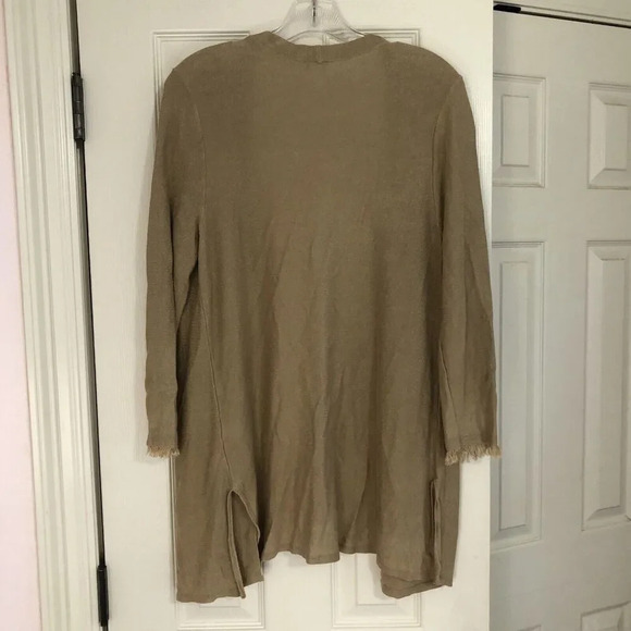 2/$30 J Jill Linen Blend Cardigan Sweater Womens Med Tan Bohemian Lagenlook - Picture 8 of 9